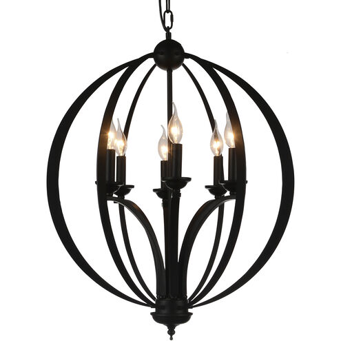 Drift 6 Light 24 inch Black Up Chandelier Ceiling Light