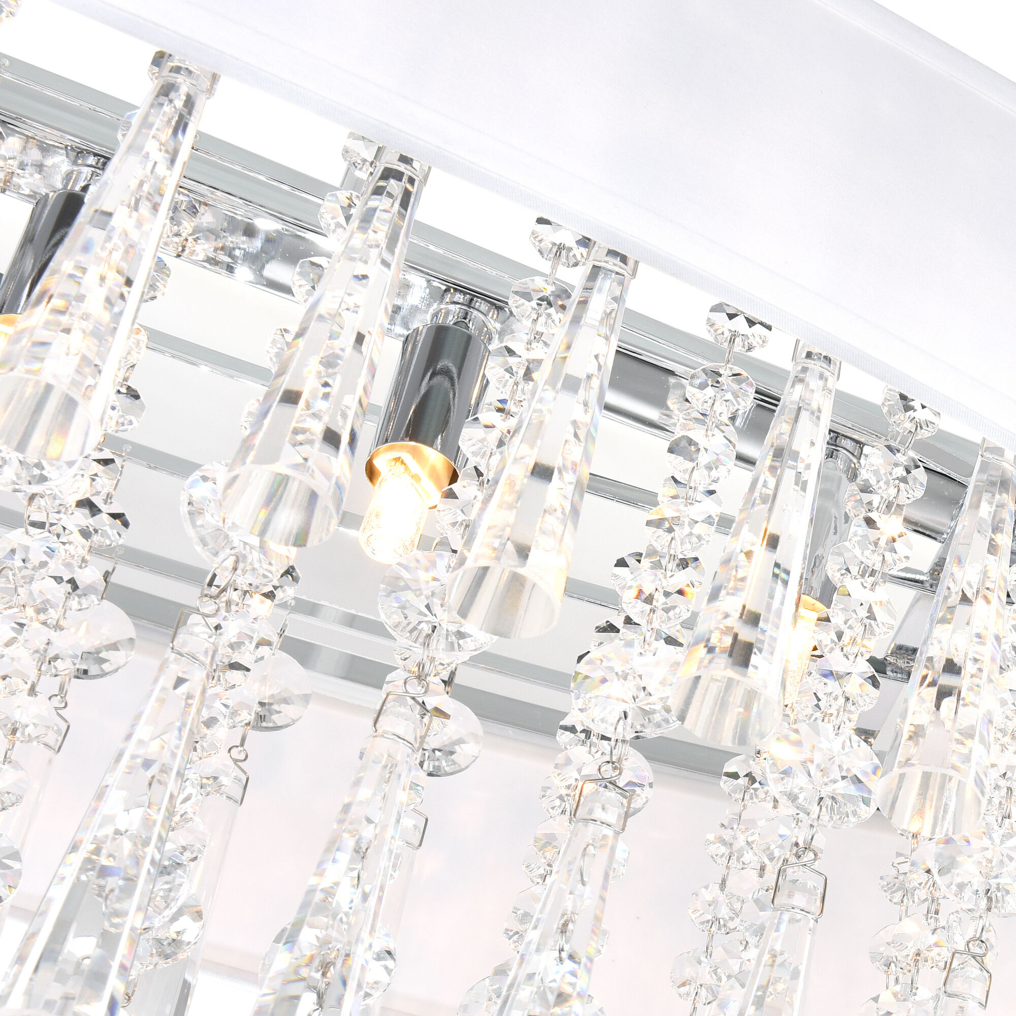 Franca 4 Light 16 inch Chrome Drum Shade Flush Mount Ceiling Light in Off White