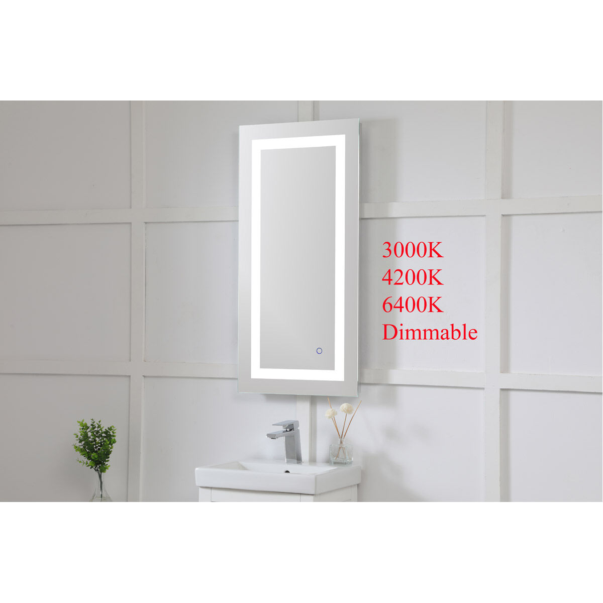Helios 36 X 18 inch Silver Lighted Wall Mirror