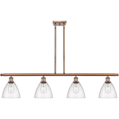 Ballston Ballston Dome 4 Light 48 inch Antique Copper Island Light Ceiling Light in Seedy Glass