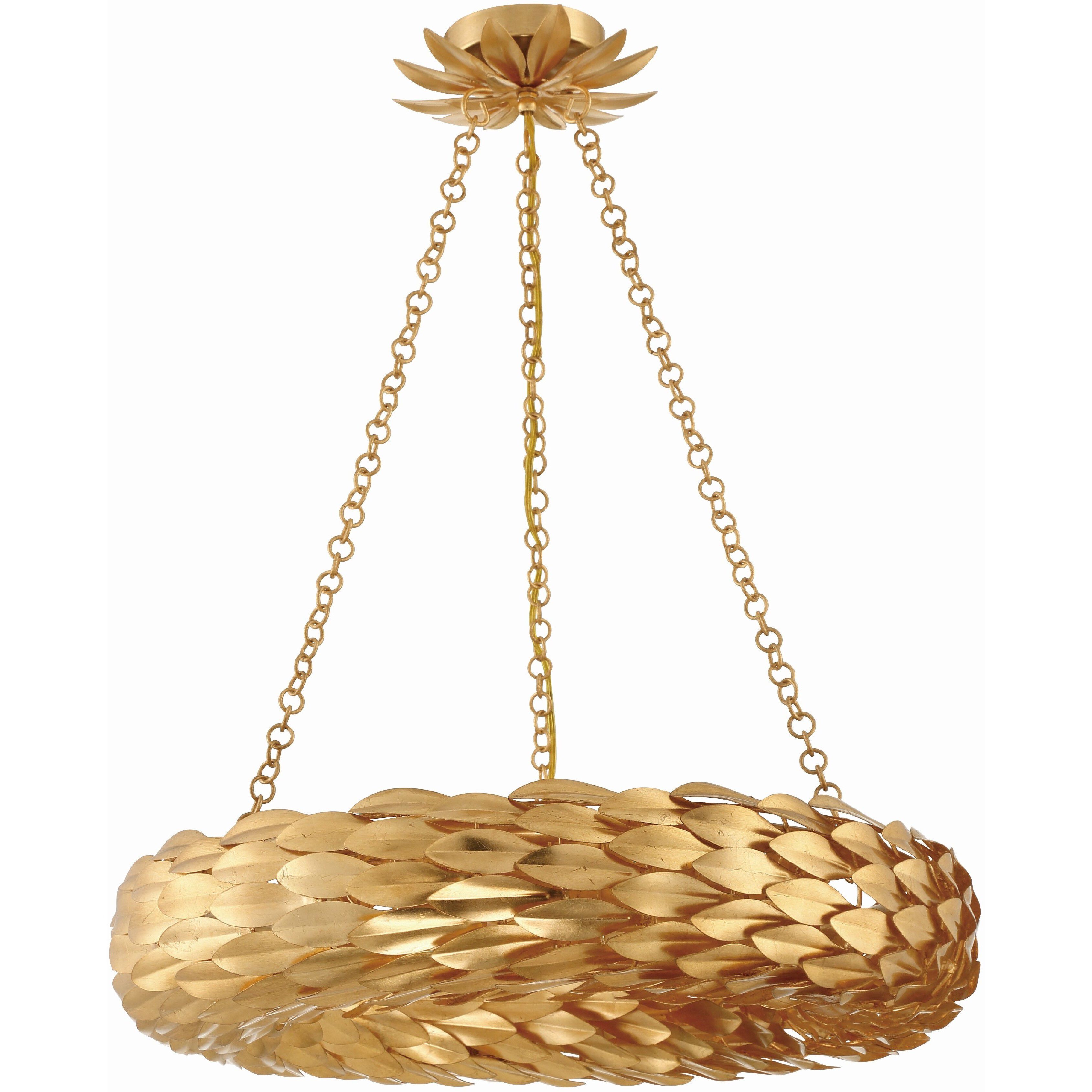 Broche 6 Light 24 inch Antique Gold Chandelier Ceiling Light