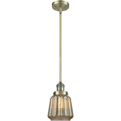 Franklin Restoration Chatham LED 6 inch Antique Brass Mini Pendant Ceiling Light in Mercury, Franklin Restoration