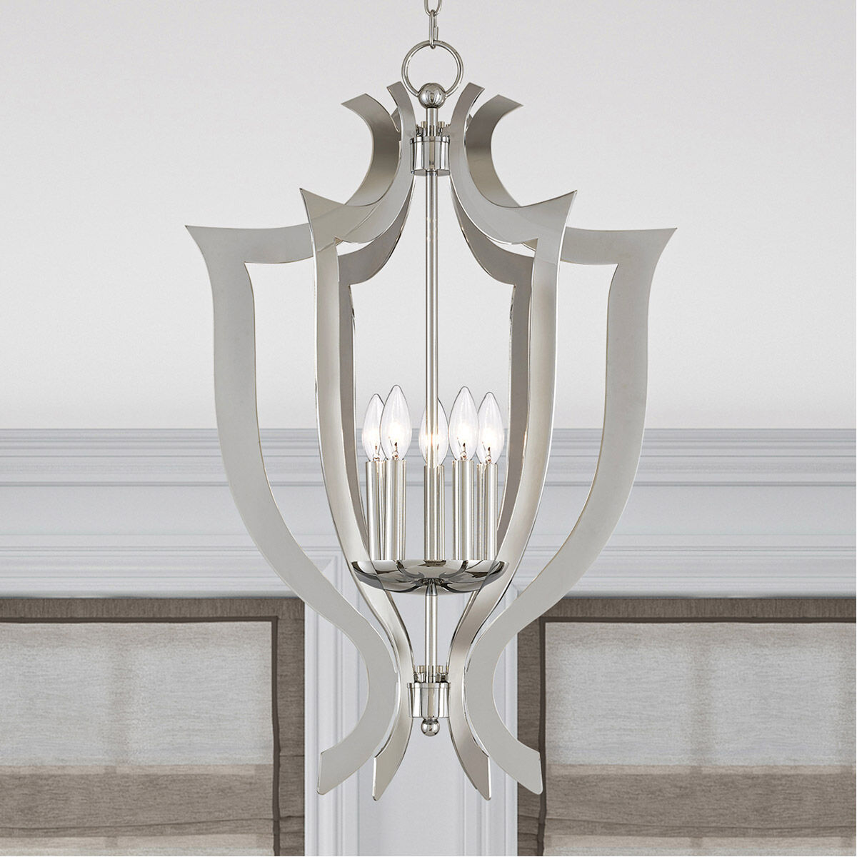 Aldrich 5 Light 21 inch Polished Chrome Lantern Chandelier Ceiling Light