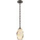 Ellisse 1 Light 6.5 inch Flat Bronze Pendant Ceiling Light in Amber Optic, Diamond Chain