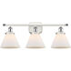 Ballston Large Cone 3 Light 26 inch White and Polished Chrome Bath Vanity Light Wall Light in Matte White Glass
