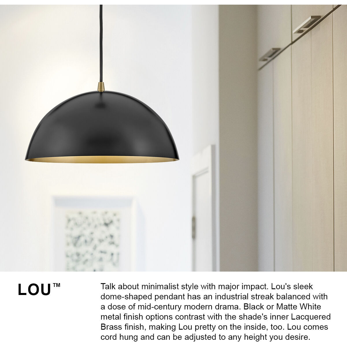 Lou LED 14 inch Black Pendant Ceiling Light