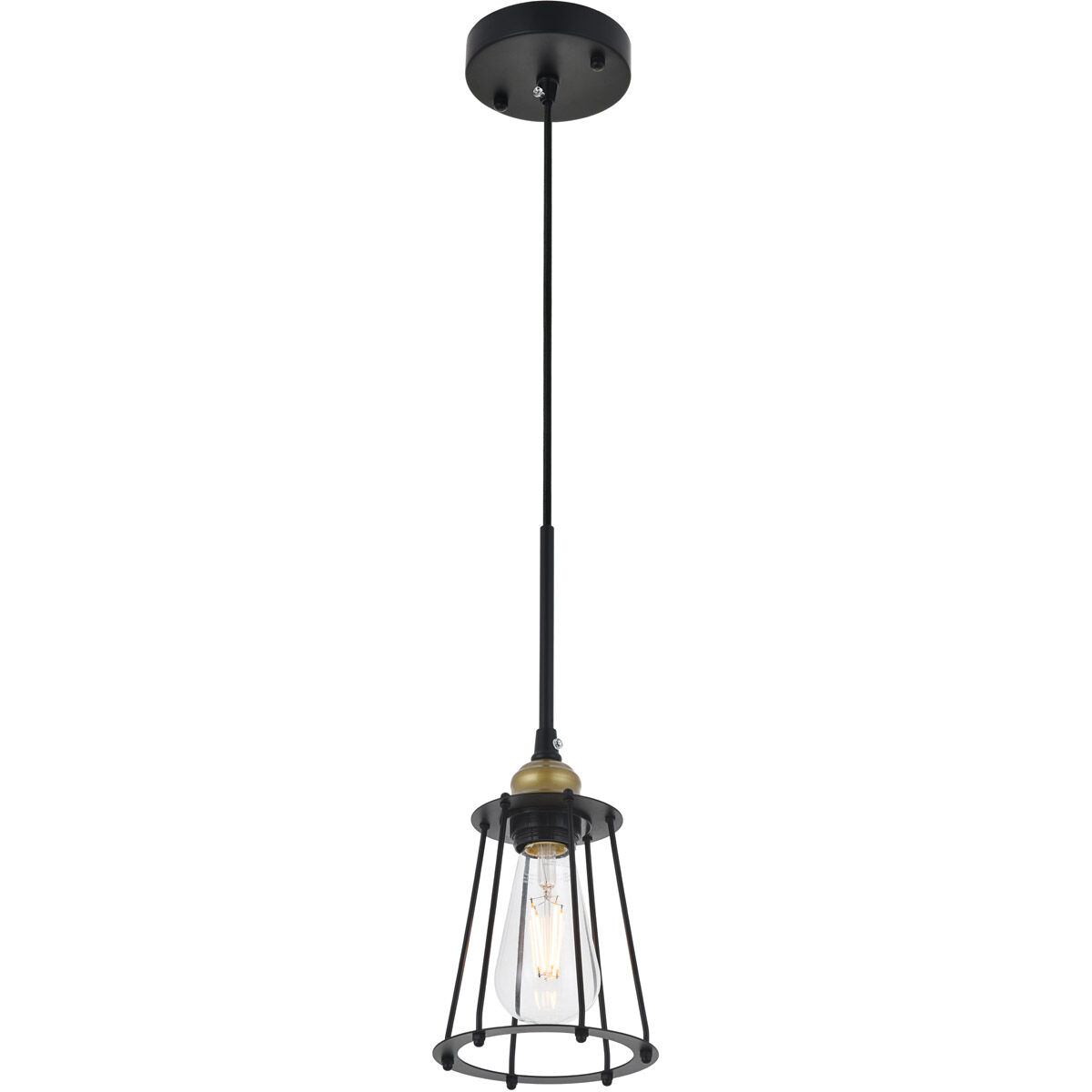 Auspice 1 Light 5.3 inch Brass and Black Pendant Ceiling Light