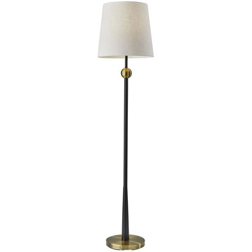Francis 61 inch 100.00 watt Black and Antique Brass Floor Lamp Portable Light