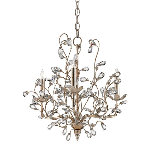 Crystal Bud 3 Light 18 inch Silver Granello Chandelier Ceiling Light, Small