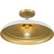 Crowne 1 Light 16 inch Legacy Brass and Off White Cream Semi Flush Ceiling Light