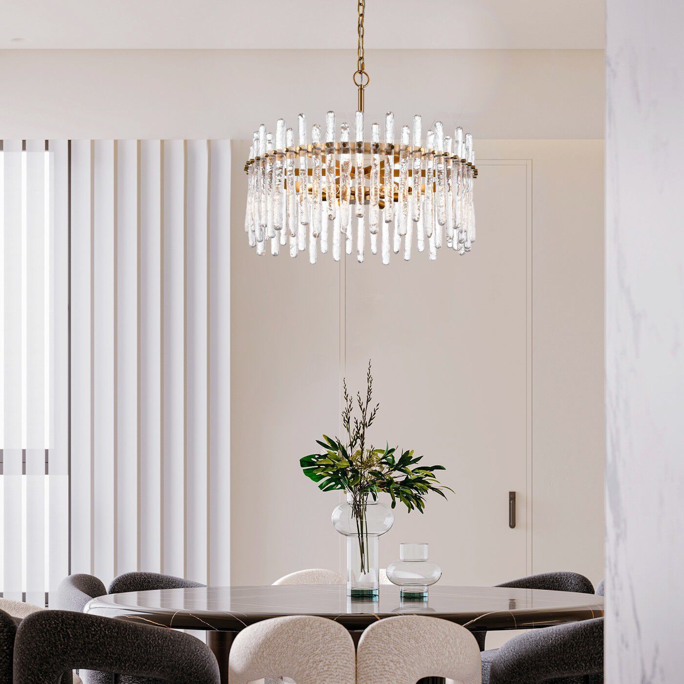 Icicles 6 Light 24 inch Natural Brass Pendant Ceiling Light, Converts to Semi Flush