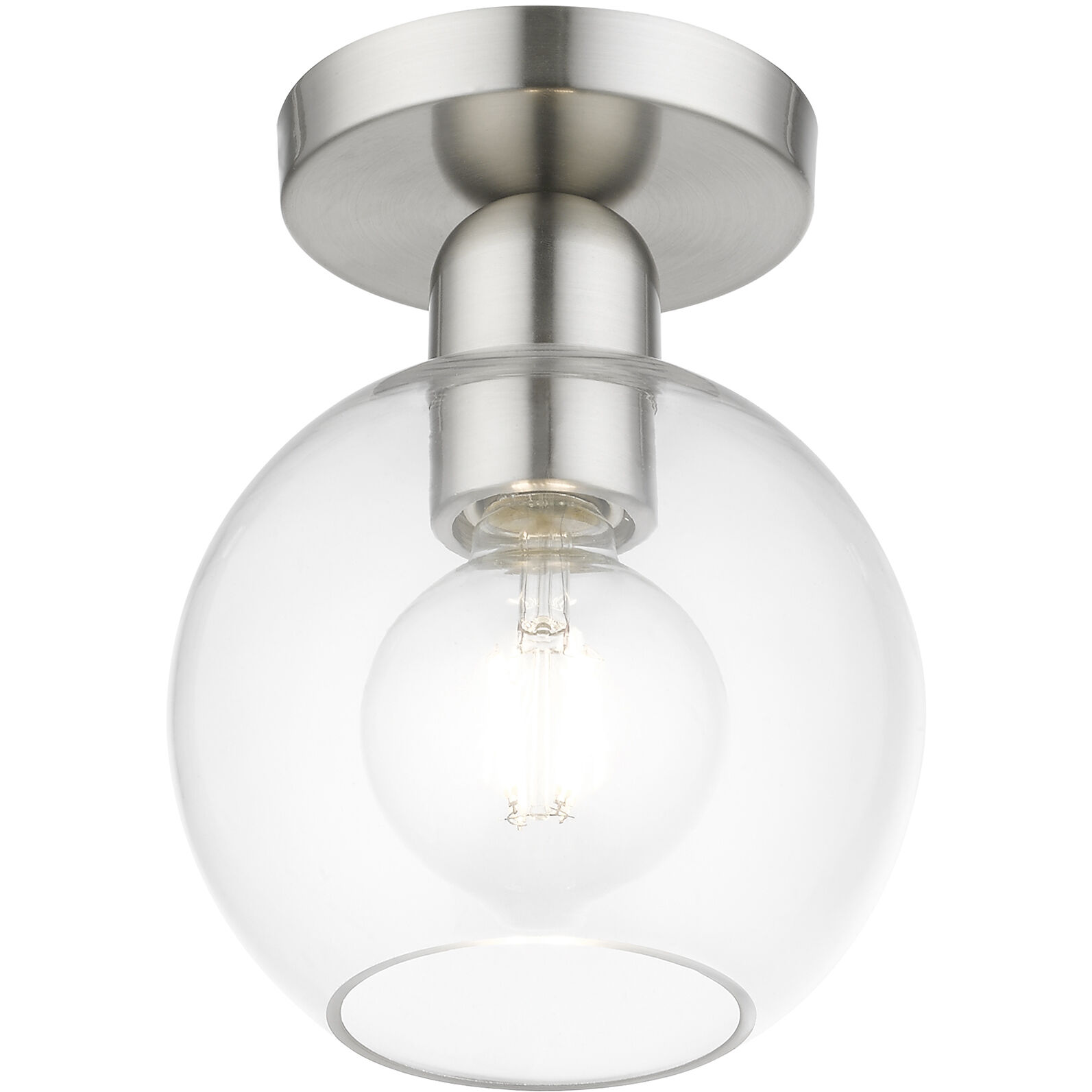 Downtown 1 Light 7 inch Brushed Nickel Semi-Flush Ceiling Light, Sphere