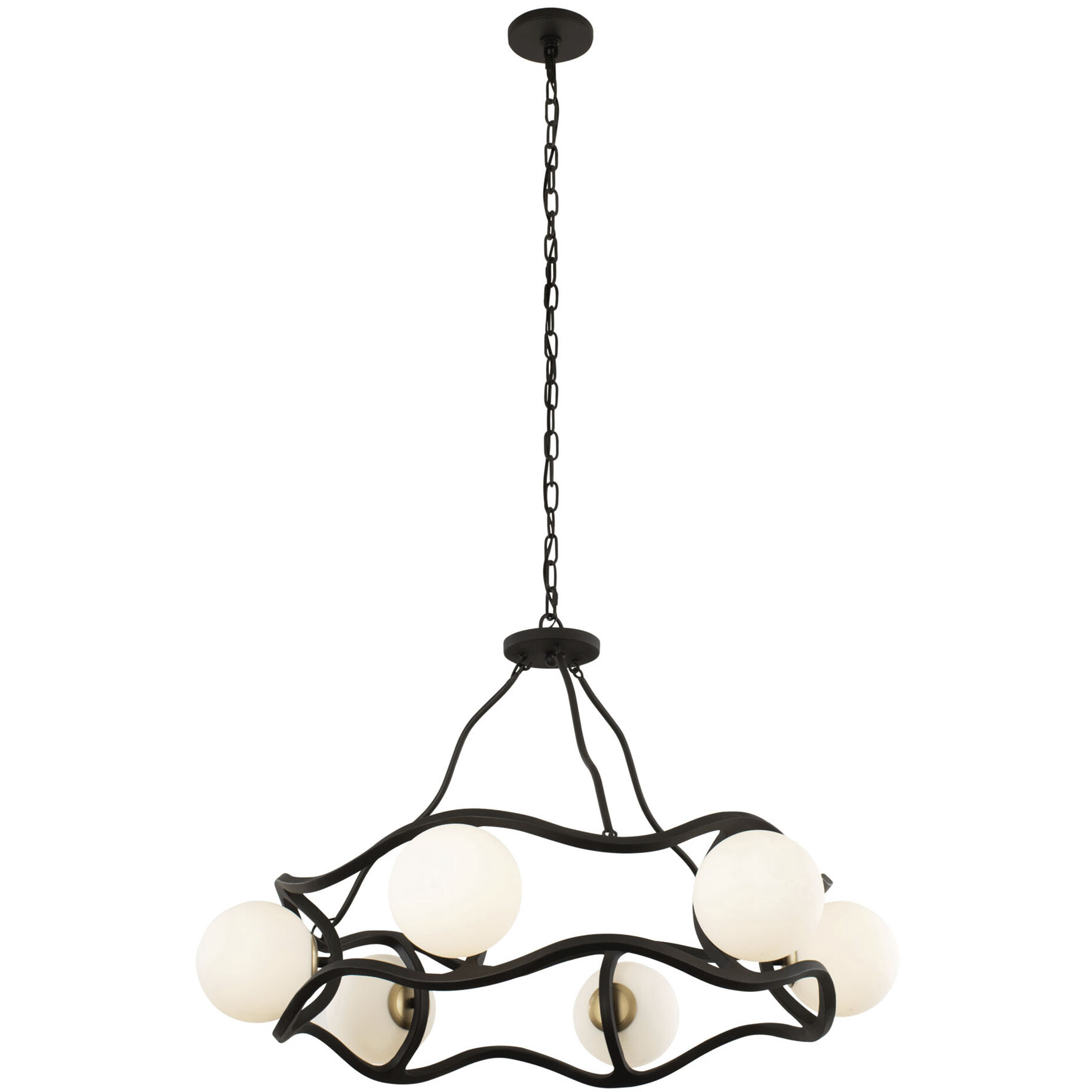 Black Betty 6 Light 36 inch Carbon and French Gold Chandelier Ceiling Light