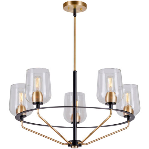 Palmer 5 Light 29 inch Black and Soft Gold Chandelier Ceiling Light