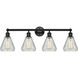 Edison Conesus 4 Light 33 inch Matte Black Bath Vanity Light Wall Light