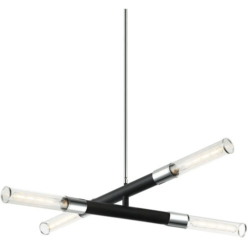 Tubo 4 Light 35 inch Matte Black and Chrome Pendant Ceiling Light