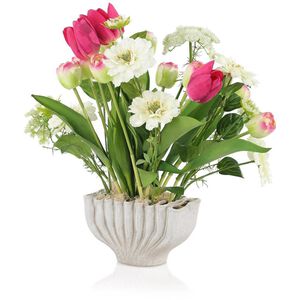 Zinnias and Tulips Botanical, Botanical/Floral