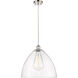 Ballston Dome 1 Light 16 inch Polished Nickel Pendant Ceiling Light in Seedy Glass