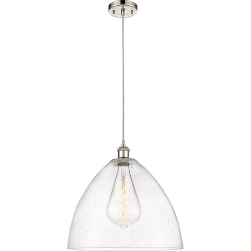 Ballston Dome 1 Light 16 inch Polished Nickel Pendant Ceiling Light in Seedy Glass