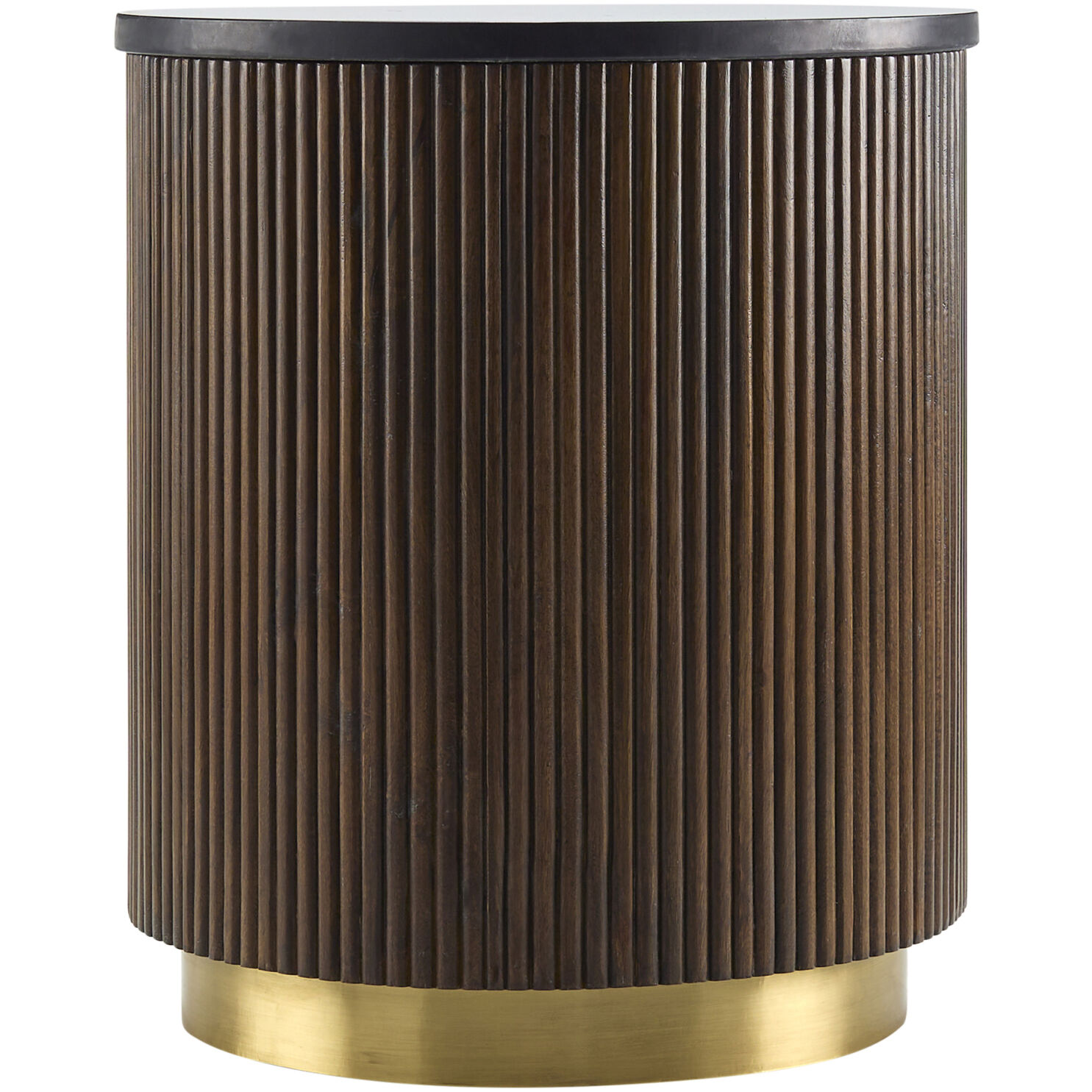 Nems 22 X 18 inch Top: Black; Base: Dark Brown/Gold End Table