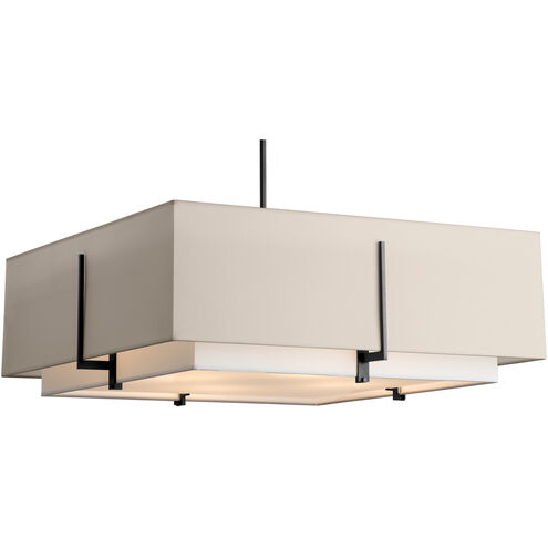Exos 4 Light 24.6 inch Black Pendant Ceiling Light in Natural Anna/Flax, Large