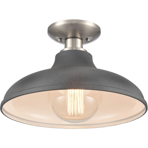 Grenville 1 Light 13 inch Brushed Nickel Semi Flush Mount Ceiling Light in Matte Black