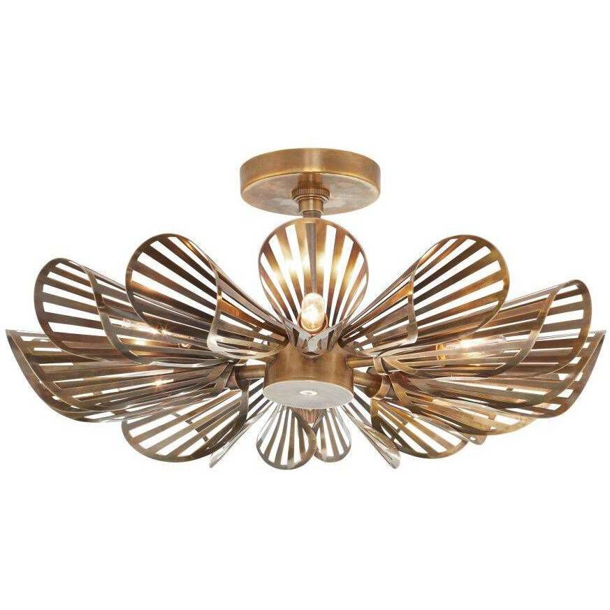 Francesca 12 Light 20 inch Vintage Brass Flush Mount Ceiling Light