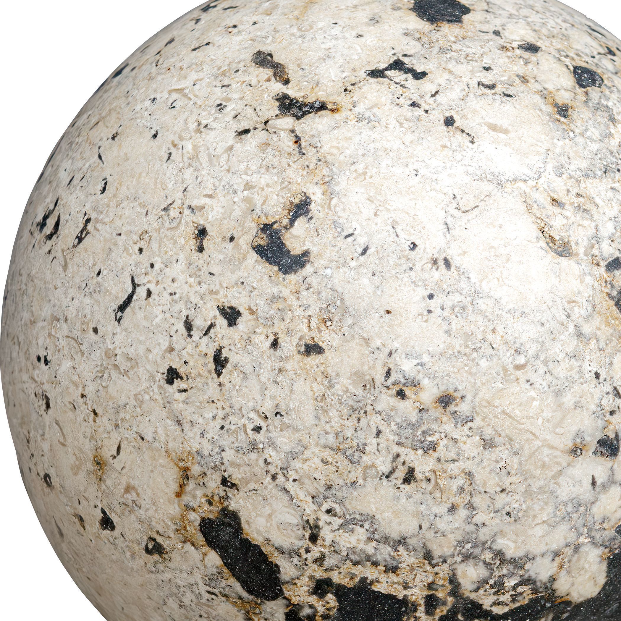 Nouveau Coral Stone with Black Resin Indoor-Outdoor Spheres, Set of 2