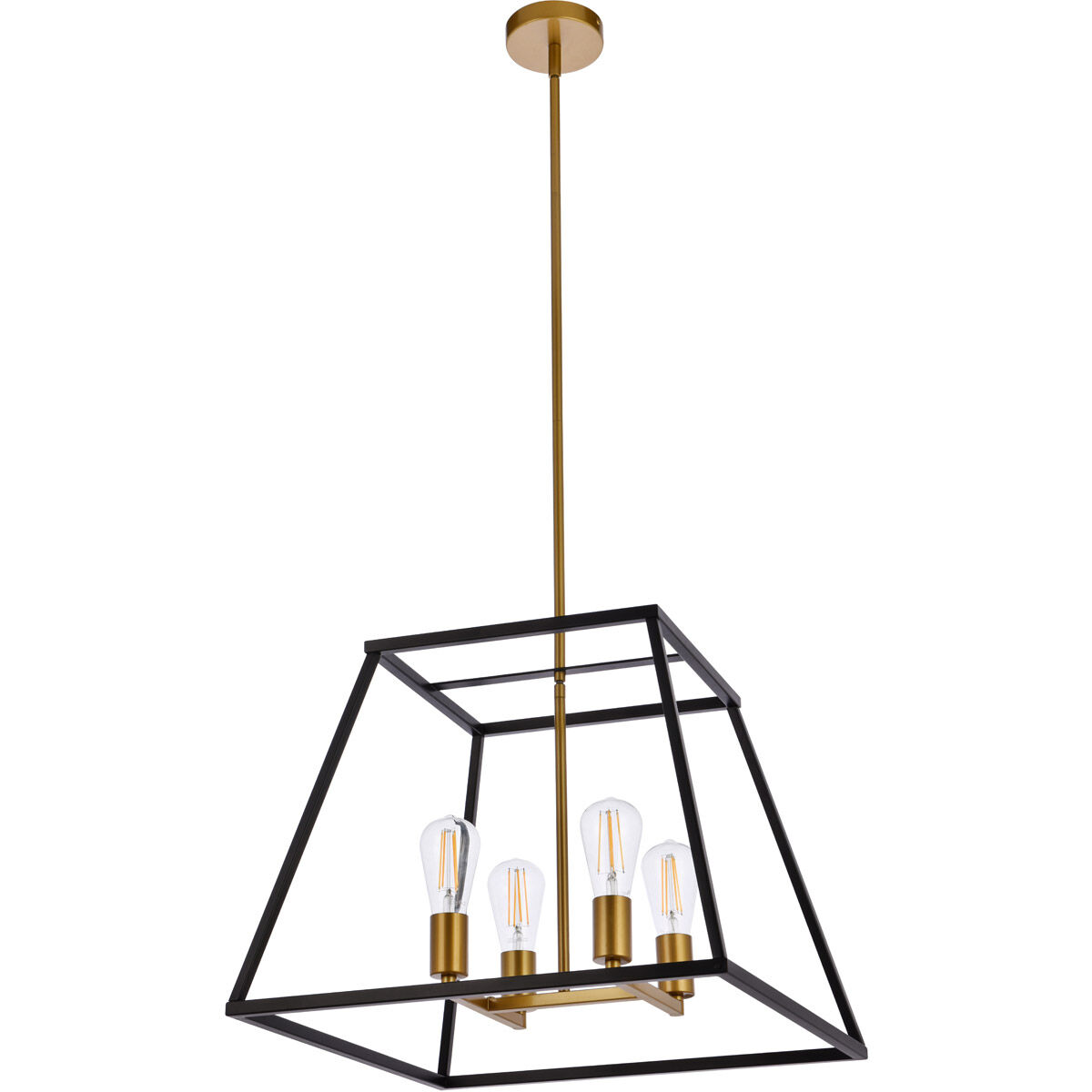Declan 4 Light 20 inch Black and Brass Pendant Ceiling Light