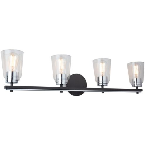 Essex LED 35.25 inch Black and Chrome Bathroom Vanity Wall Light