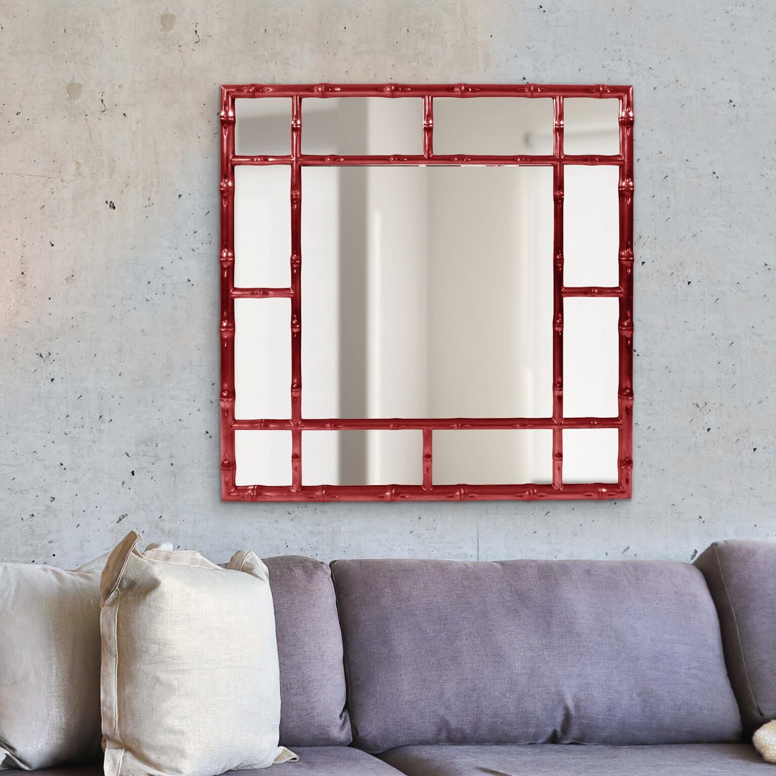 Bamboo 40 X 40 inch Burgundy Mirror