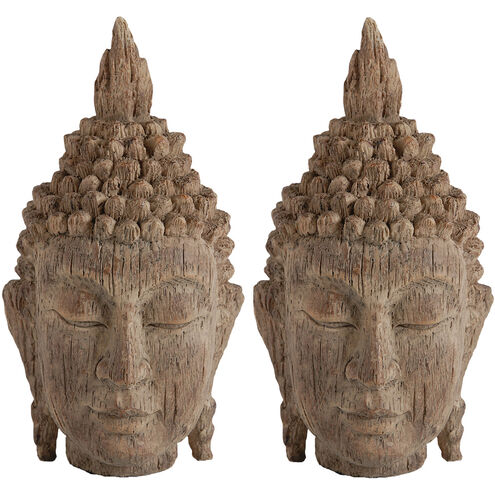 Meditating Buddha Head 8 X 4.3 inch Sculptures, Set of 2