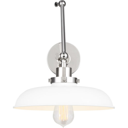 C&M by Chapman & Myers Wellfleet 26 inch 75 watt Matte White and Polished Nickel Task Sconce Wall Light in Matte White / Polished Nickel