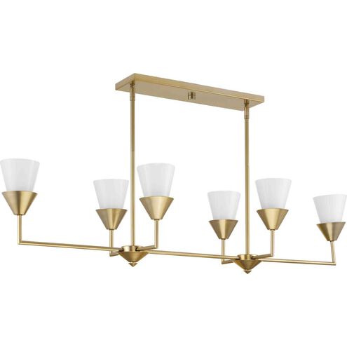 Pinellas 6 Light 50 inch Soft Gold Linear Chandelier Ceiling Light, Design Series