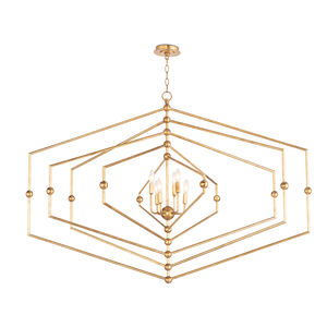 Southern Living Selena 6 Light 57 inch Antique Gold Leaf Chandelier Ceiling Light, Hexagon