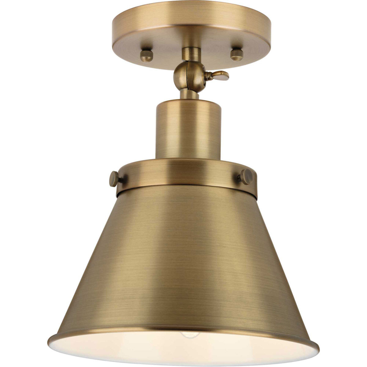 Hinton 1 Light 8 inch Vintage Brass Flush Mount Ceiling Light