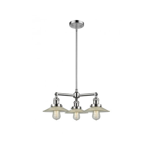 Franklin Restoration Halophane LED 21.63 inch Polished Chrome Chandelier Ceiling Light in Clear Halophane Glass, Franklin Restoration