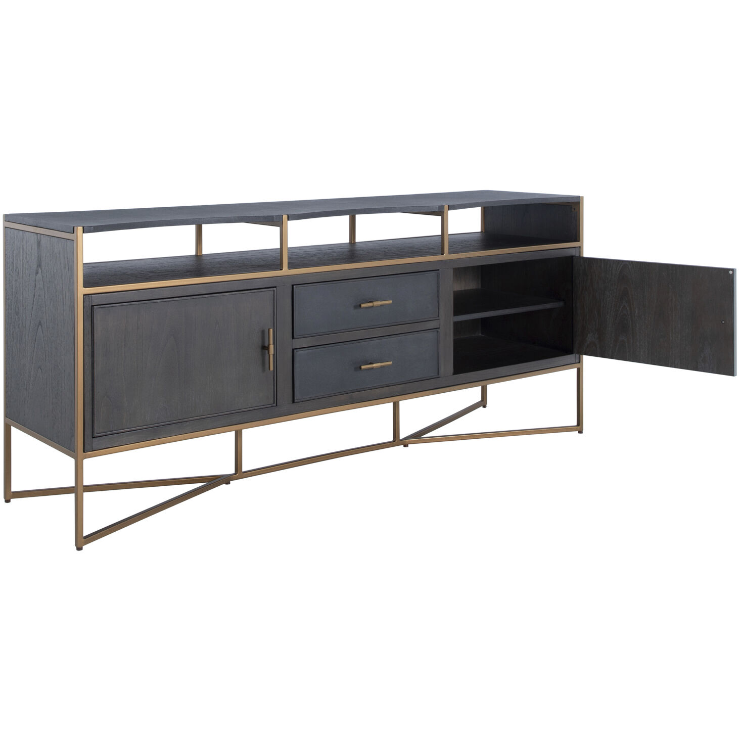 Jameson Natural Black / Black Faux Shagreen / Stained Gold Cabinet