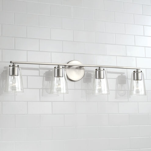 Portman 4 Light 35.25 inch Brushed Nickel Vanity Light Wall Light
