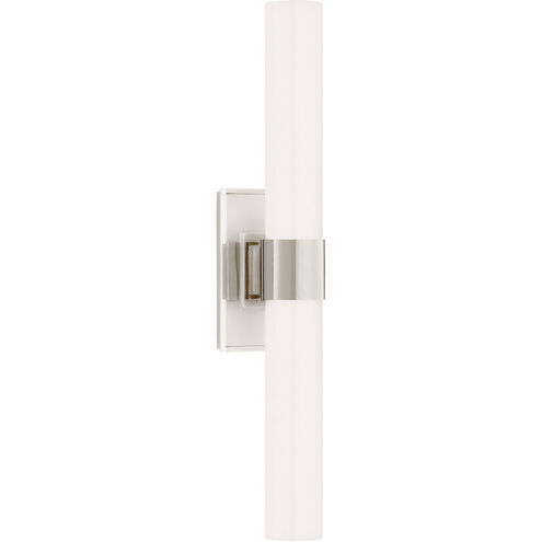 Ian K. Fowler Presidio 2 Light 4.75 inch Polished Nickel Double Bath Sconce Wall Light in White Glass, Petite