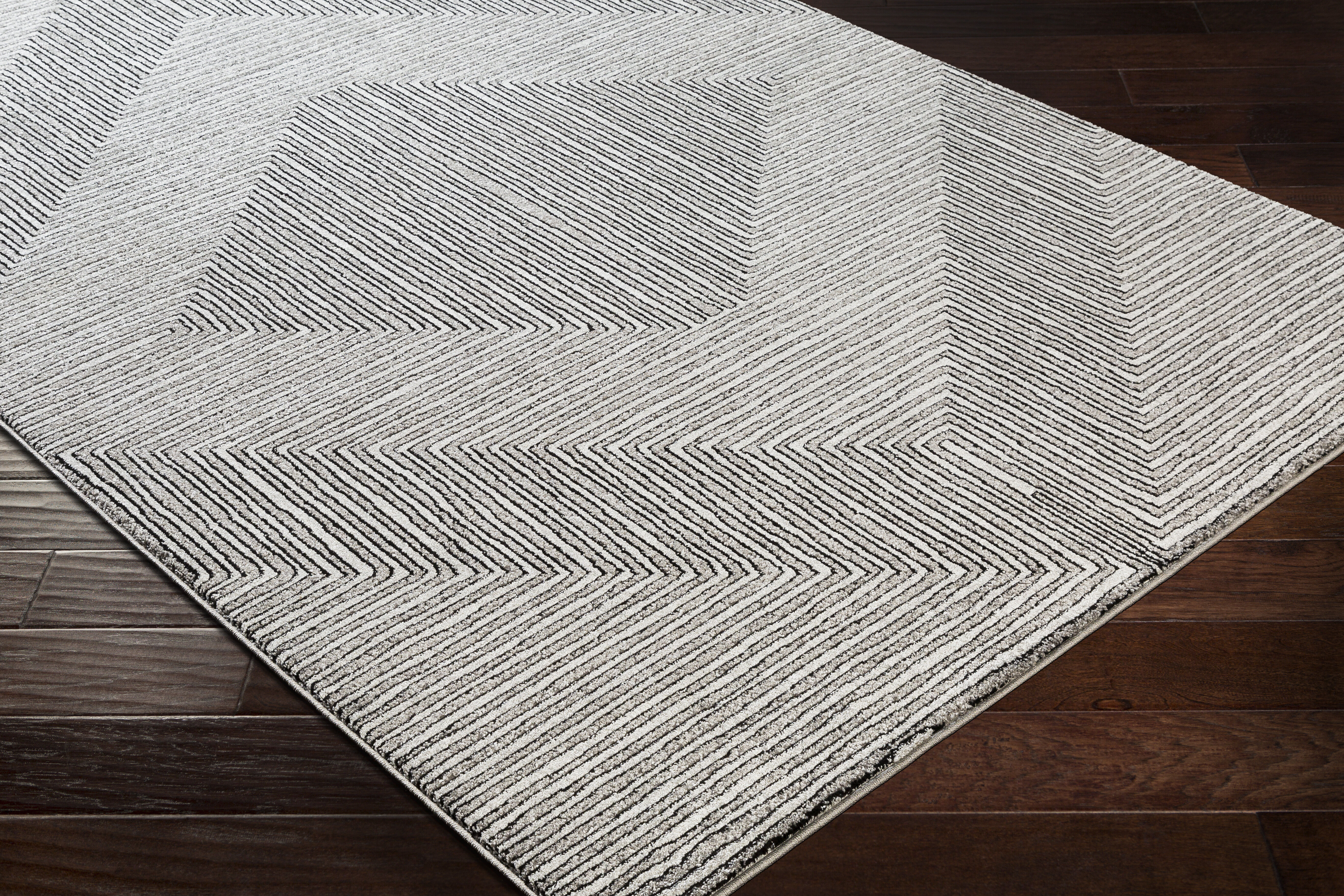 Nepali 87 X 63 inch Black Rug in 5 x 8, Rectangle