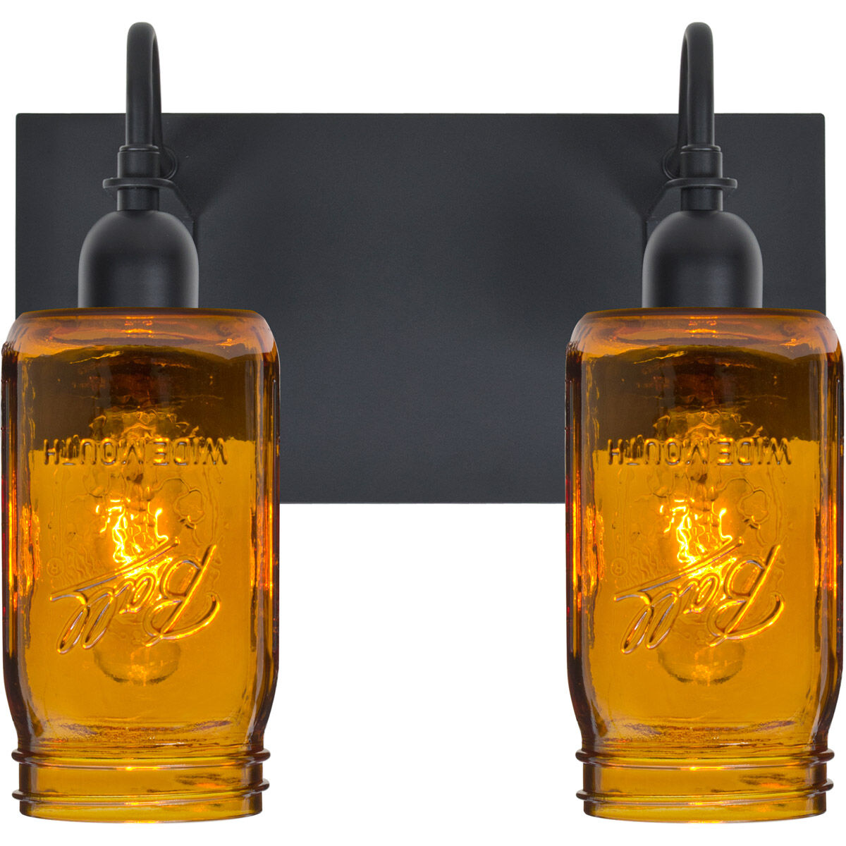 Milo 4 2 Light 12 inch Black Vanity Lighting Wall Light in Amber Glass