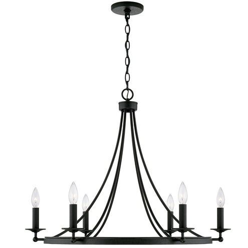 Elijah 6 Light 30 inch Black Iron Chandelier Ceiling Light