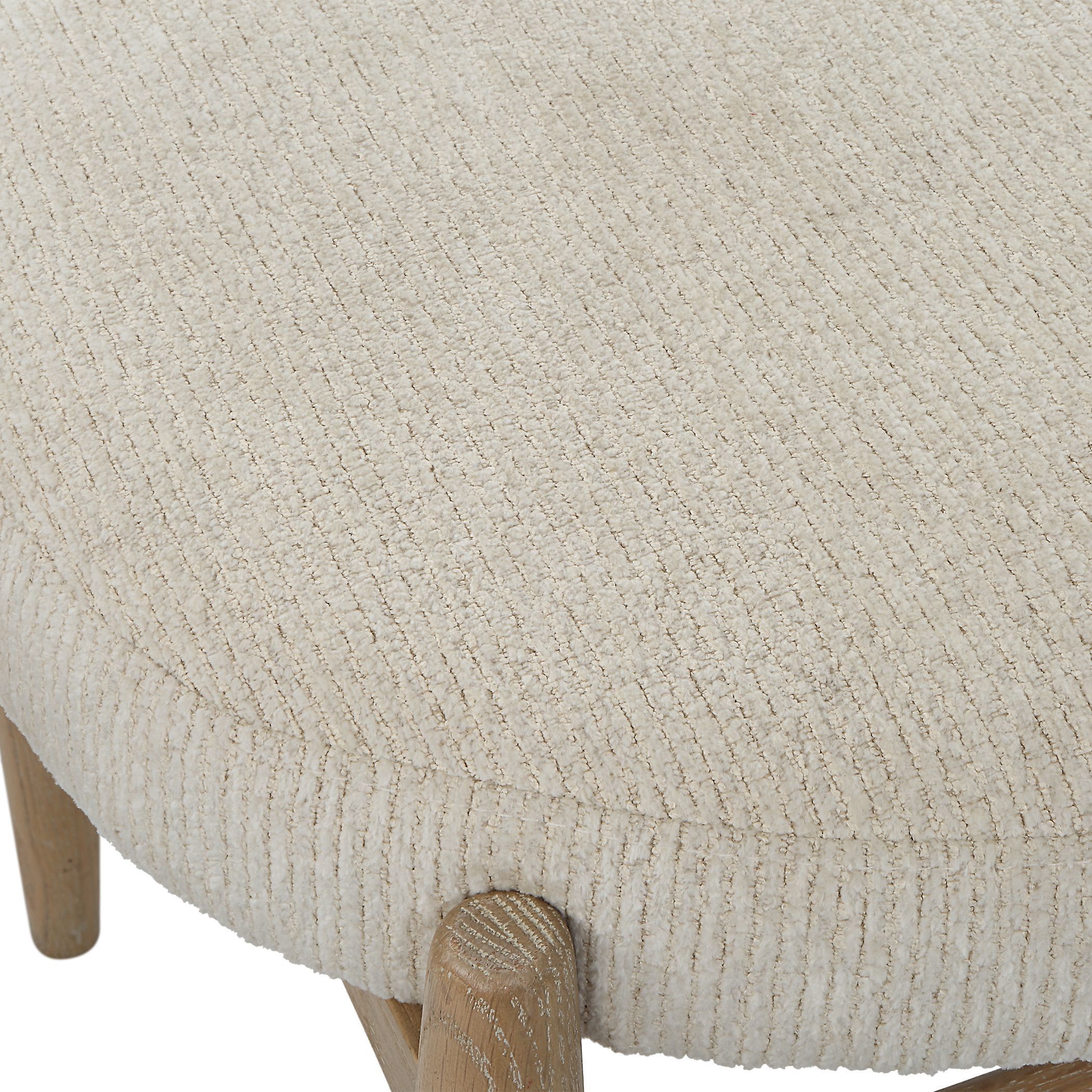 Acrobat Off White Glazed Natural Oak and Off-White Fabric Bench