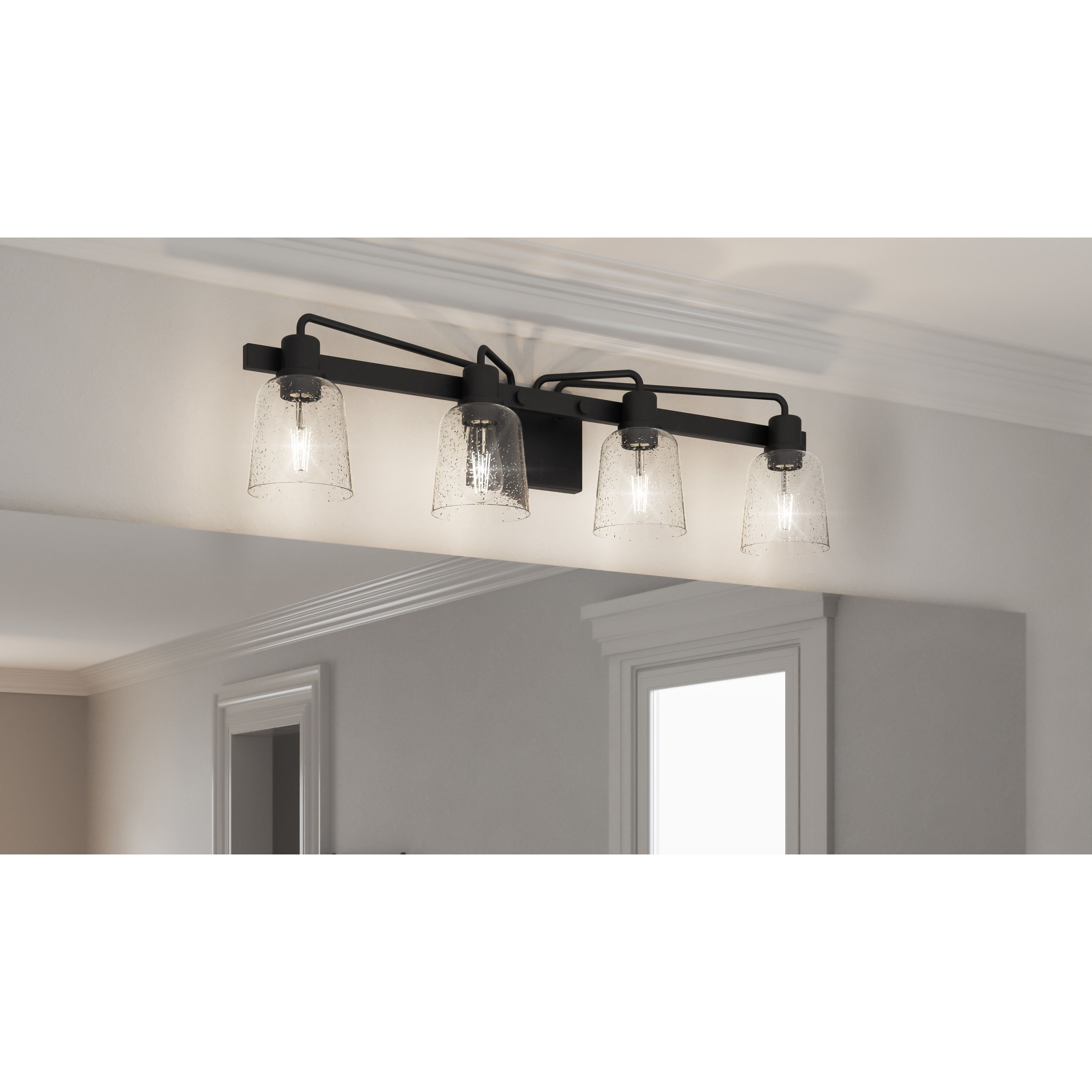 Lydia 4 Light 34 inch Matte Black Bath Light Wall Light