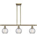 Ballston Athens Water Glass 3 Light 36 inch Antique Brass Island Light Ceiling Light