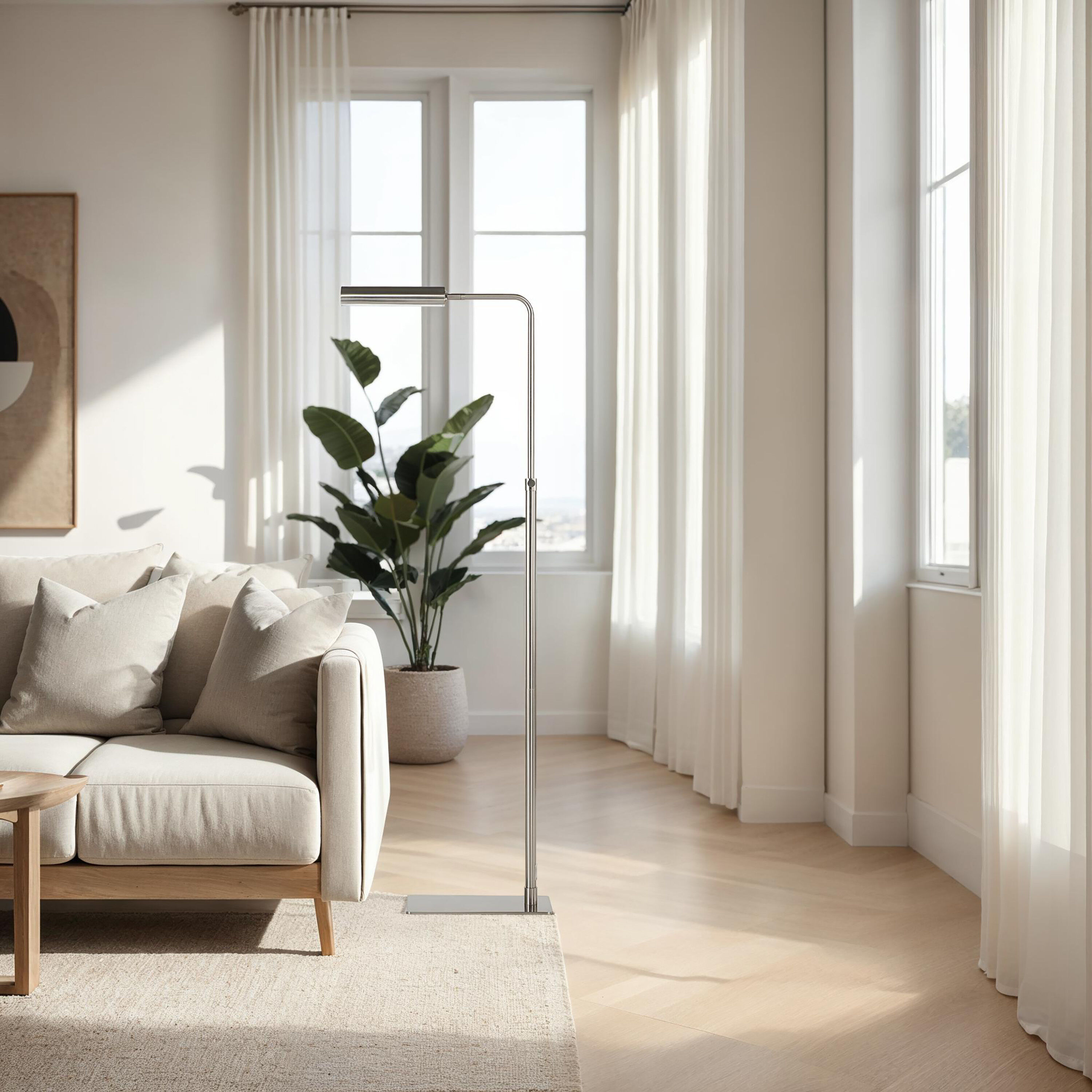 Karima 44.5 inch 40.00 watt Plated  Satin Nickel Floor Lamp Portable Light