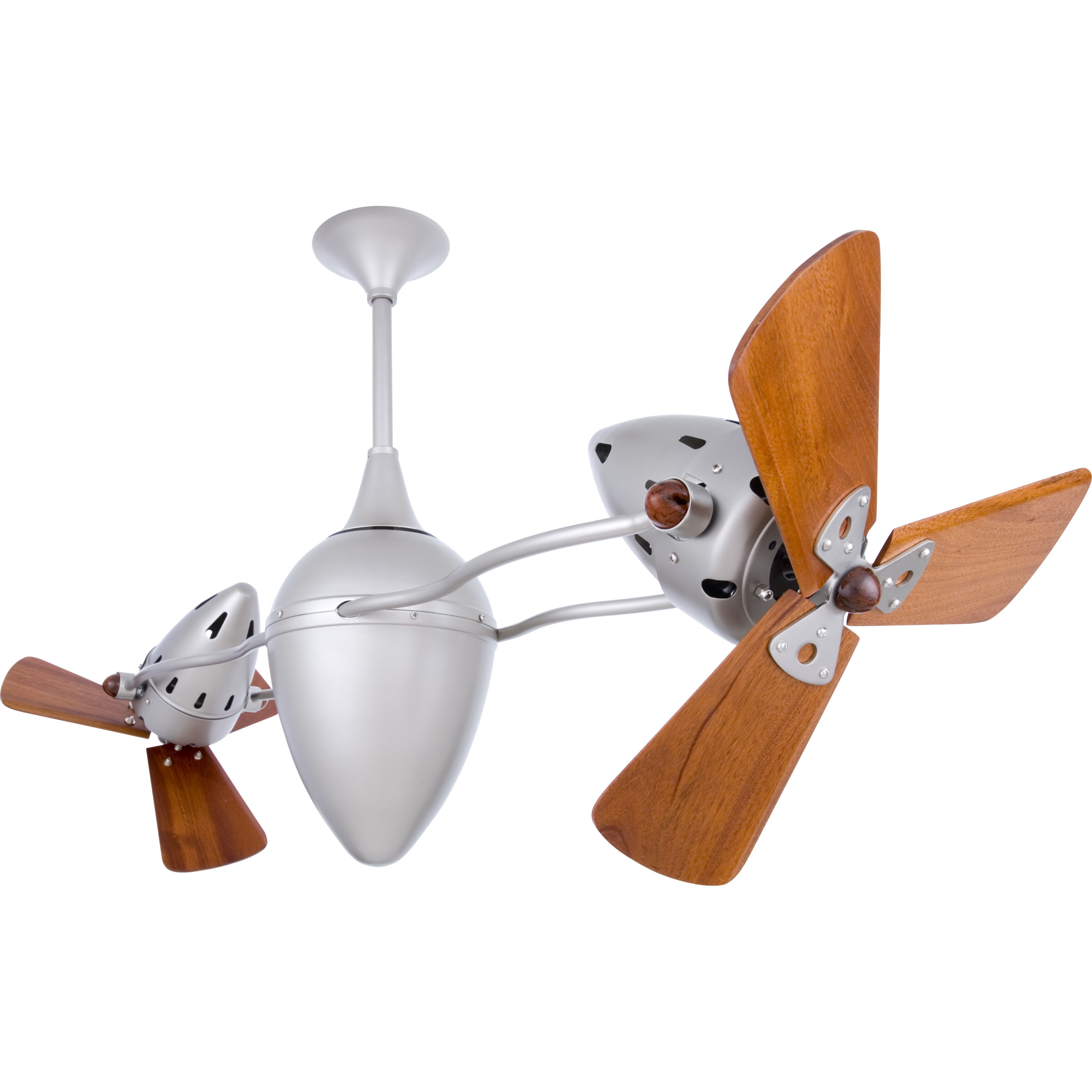 Matthews-Gerbar Ar Ruthiane 16 inch Brushed Nickel with Solid Mahogany Wood Blades Rotational Ceiling Fan, Matthews-Gerbar