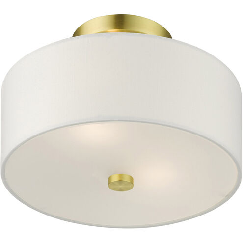 Meridian 2 Light 11 inch Satin Brass Semi Flush Ceiling Light