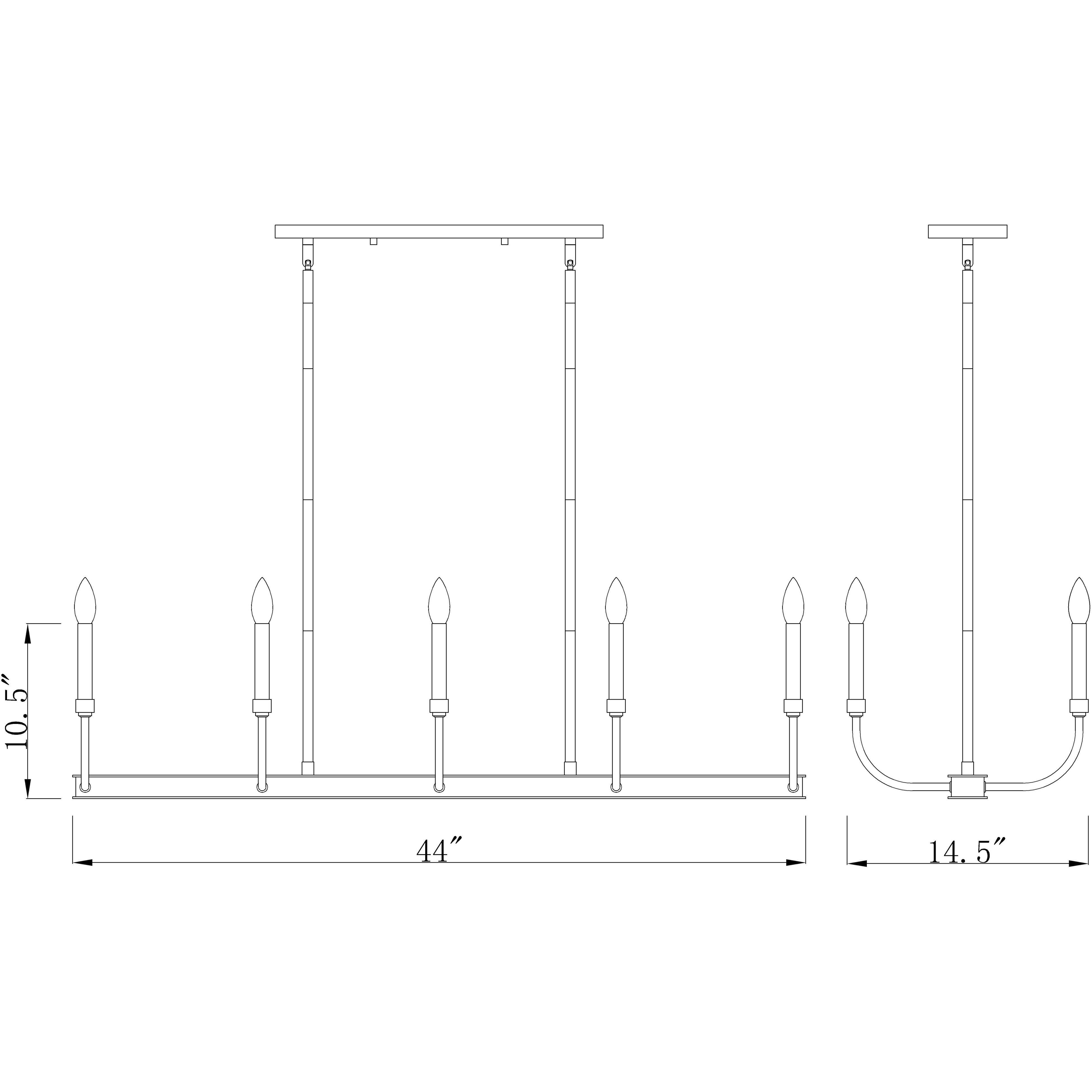 Haylie 10 Light 44 inch Matte Black and Olde Brass Linear Chandelier Ceiling Light